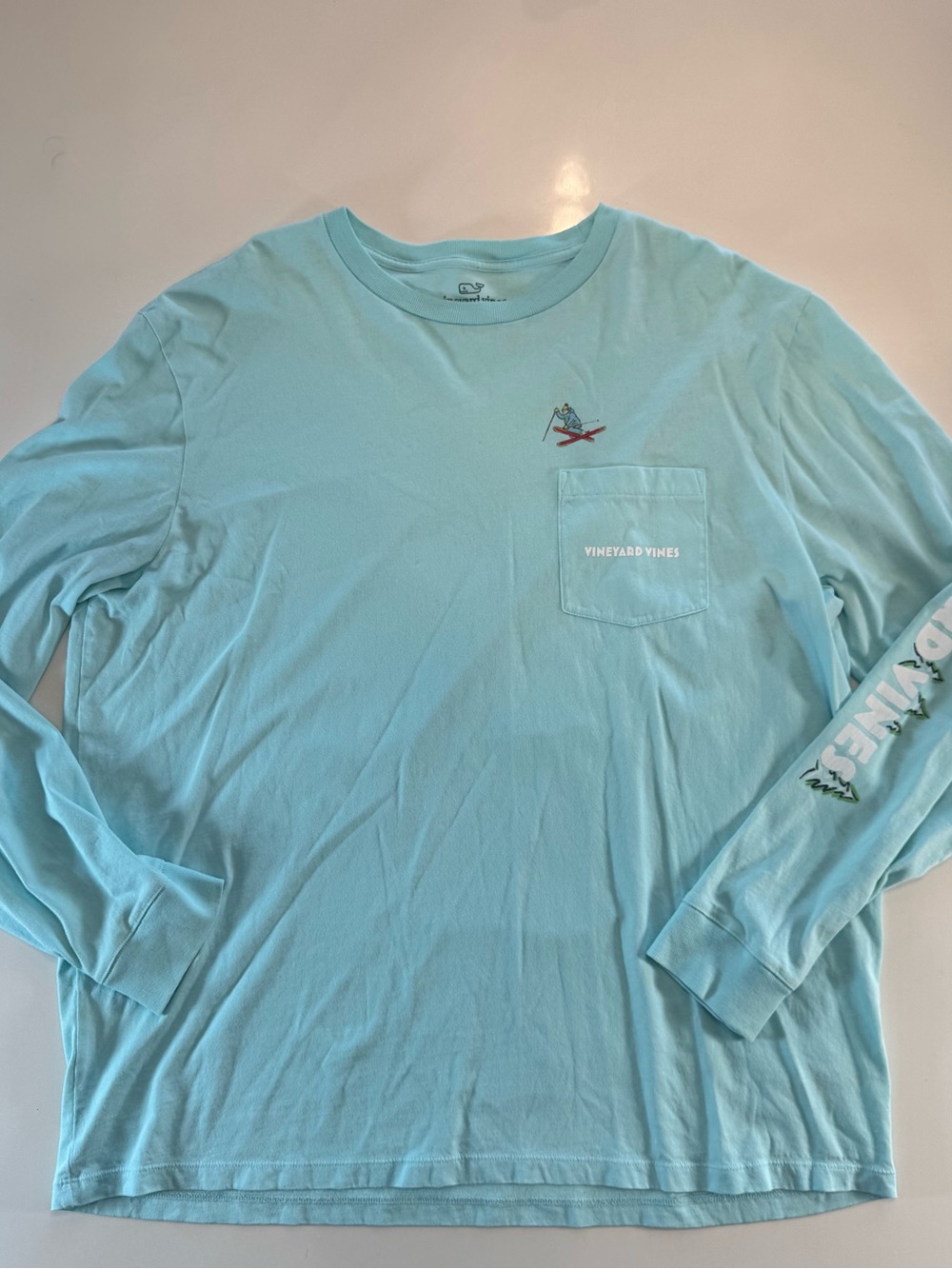 Vineyard Vines Men’s Long-Sleeve Pocket Tee - Aqua Blue - Picture 1 of 11